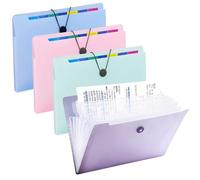 Lot de 4 trieurs A4 (12 compartiments) - Porte-documents avec fermeture élastique, capacité de 250 pages, système de classeur pour bureau, école, maison, organiseur avec onglets d'index