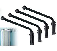 Lot de 4 tringles à rideaux robustes noires avec embouts réglables pour panneaux latéraux de fenêtre - Robuste, élégante et facile à installer