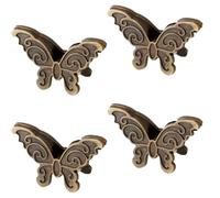 Lot de 4 trombones en métal en forme de papillon - Clips de reliure vintage - Accessoires décoratifs pour bureau, maison, bricolage, école, papeterie - Bronze