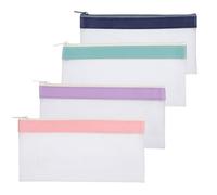 Lot de 4 trousses à crayons transparentes de 20,5 x 10 cm - Pour filles et filles - Étanche - Transparente - Pour adultes, Blanc., 20.5*10 cm, Trousse transparente étanche