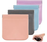 Lot De 4 Trousses De Maquillage De Poche En Cuir D'agneau, Étanches, Portables, Petites, Sans Fermeture Éclair, À Fermeture Automatique, Pour Femmes, Mini Trousses De Maquillage De Voyage