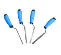 Lot de 4 truelles de finition plates en acier inoxydable avec angle carré pour béton, plâtrage, réparation de mortier et lissage des murs ou du sol, poignée ergonomique en caoutchouc