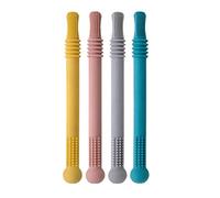 Lot de 4 tubes de dentition creux, jouets sensoriels à mâcher pour bébés à partir de 0 mois, anti-rafraîchissement, textures douces, tige molaire pour nourrissons et tout-petits