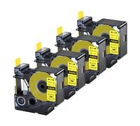 Lot de 4 tubes thermorétractables industriels DYMO 18058 pour étiqueteuses DYMO Rhino Pro 4200 5200 5000 6000 - Noir sur jaune