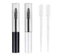 Lot de 4 tubes vides de 10 ml avec brosses à mascara, 2 compte-gouttes, tubes de mascara vides rechargeables, tubes à échantillons vides clairs, flacons de conteneur de mascara, tubes de baguette