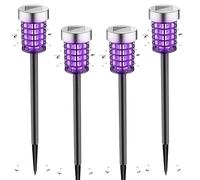 Lot de 4 tue-moustiques solaires d'extérieur étanches pour l'extérieur, piège à moustiques utilisé pour repousser les moucherons et les petits insectes volants, pour cour, terrasse, jardin