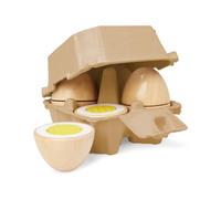 Lot de 4 œufs en bois séparables dans l'emballage, jouets en bois (œufs à grimper, 9 pièces, kit de jeu) en bois à ouvrir avec fermeture Velcro