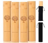 Lot de 4 urnes pour humains, petit kit de litière en bambou avec couvercle à visser et 4 sacs en tissu, tubes pour cendres de chiens et chats, tubes d'épuration pour cendres d'animaux de compagnie