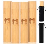 Lot de 4 urnes pour humains, petit kit de litière en bambou avec couvercle à visser et 4 sacs en tissu, tubes pour cendres de chiens et chats, tubes d'épuration pour cendres d'animaux de compagnie