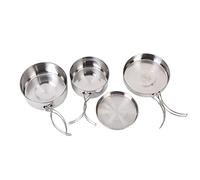 Lot de 4 ustensiles de cuisine de camping avec couvercle de 12,5/14,4/15 cm de diamètre, couvercle de 13 cm de diamètre, ustensiles de cuisine en plein air, randonnée, pique-nique, casseroles de