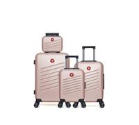 - lot de 4 - valise weekend, valise cabine, valise cabine xxs et vanity zurich - rose dore