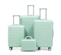 Lot de 4 valises pivotantes en ABS, Tailles L et M avec poignées latérales, Crochets de Suspension et Pieds de Protection, Serrure à Combinaison intégrée et Trousse, Maquillage de 35,6 cm (Mint Green)
