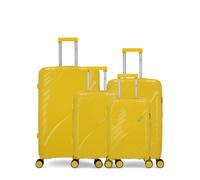 Lot de 4 Valises Rigides Grand Format, Taille Moyenne, Cabine et Cabine XS LYRA JAUNE