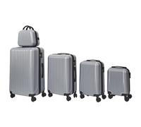 JetLag Fashion Valises Tokyo Lot de 5 Coque rigide ABS Roues 360° Cadenas à code Gris