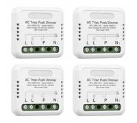 Lot de 4 variateurs Triac à bouton, 220 V, 150 W, phase ou neutre, réglable 10-100 %, synchronisable, mémoire, à encastrer et rail DIN, pour LED à intensité variable, 40 x 40 x 18 mm, coupe de phase