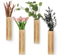 Lot de 4 vases à fleurs rustiques en bois pour eucalyptus artificiel et plantes artificielles, décoration murale de style rustique pour chambre, salon et café