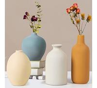 Lot de 4 vases en céramique à Fleurs pour décoration de la Maison, décoration de Ferme Moderne, décoration de Salon, décoration en céramique colorée Morandi pour centres de Table