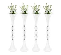 Lot de 4 vases en cristal pour fleurs, vases en acrylique transparent | Support de fleurs de 63 cm de haut pour centres de table, mariage, réception, fête, événement, décoration de la maison