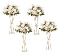 Lot de 4 vases en Forme de Trompette en métal pour Tables de Mariage - 60 cm de Haut - pour centres de Table, fête, dîner, Anniversaire de Mariage