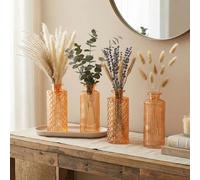 Lot de 4 vases en verre orange - Hauteur : 14 cm - Décoration de table - Décoration de fleurs de printemps - Vase décoratif en verre - Vase à bouteille, fleurs séchées
