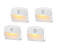 SUJAHHUJIQ Lot de 4 veilleuses LED à détecteur de mouvement, à coller - Alimentées par piles - Capteur d'escalier automatique / marche/arrêt - Pour toilettes, couloir, placard, cuisine, chambre