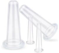 Lot de 4 ventouses de massage en silicone pour visage, yeux, lèvres, cou, système de ventouses pour le visage, spa à domicile, anti-rides