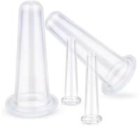 Lot de 4 ventouses de massage transparentes en silicone pour le visage, aide à masser le visage, le cou, le dos, les yeux, masseurs manuels du dos, ventouses en silicone