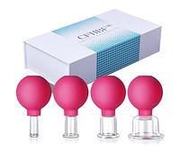 Lot de 4 ventouses de thérapie faciale en verre, pour massage des yeux et du visage par vide, pour la peau instantanément sans âge, fonctionne pour les ridules et les rides, pour masseur de fascia,