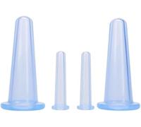 Lot de 4 ventouses en silicone bleu pour le visage, anti-cellulite, pour massage du visage et des yeux, outils de massage, produits de soins de santé (2 petits + 2 grands)