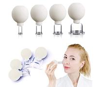 Lot de 4 ventouses faciales en verre | Ventouse sous vide en silicone | Thérapie de massage | Un kit anti-cellulite, anti-rides et instantanément sans âge | Pour les yeux, le visage et le corps