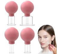 Lot de 4 ventouses GOMETY avec balle d'aspiration en silicone pour le visage - Ventouses pour raffermir la peau, réduire les rides, la détoxification, le flux lymphatique, convient pour tout le corps