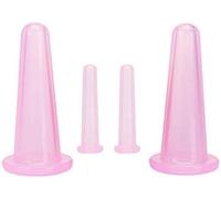 Lot de 4 ventouses pour le visage et le massage des yeux en silicone anti-cellulite Rose