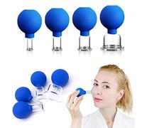 Lot de 4 ventouses en verre pour le visage Ventouse sous vide en silicone Thérapie de massage Kit anticellulite antirides et peau instantanément sans âge Pour les yeux le visage et le corps