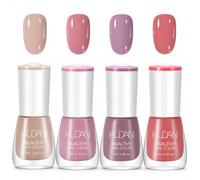 Lot de 4 vernis à ongles - Nude & Rosé - Séchage rapide sans lampe UV/LED - Couleurs brillantes en beige, vieux rose, mauve et rouge corail - Pour manucure et nail art à faire soi-même