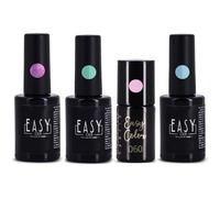 Lot De 4 Vernis Semi Permanents Printemps Lilas Bleu Rose Pastel Et Vert Multicolore