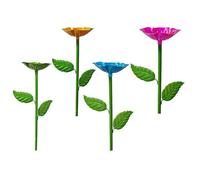 Lot de 4 verres à abeilles en métal en forme de fleurs pour arrosage des abeilles - Station d'arrosage papillon multifonction - Distributeur d'eau - Tasses colorées