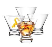 Lot de 4 verres à martini, base lourde réutilisable, base lourde, construction sans pied pour plus de stabilité, parfaits pour la piscine, l'extérieur, le camping, et plus encore (verre)
