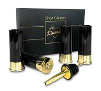 Lot de 4 Verres à Shot en Forme de Calibre 12 avec Boîte Cadeau, Bec Verseur, Cadeaux de Fête de Mariage, Fête des Pères, Noël, Cadeaux de Chasse au Cerf, Petites Tasses à Shot, 45ml (Noir)