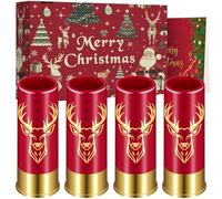 Lot de 4 Verres à Shot en Forme de Tête de Cerf avec Boîte Cadeau de Noël, Cadeaux de Fête de Mariage, Noël, Halloween, Cadeaux de Chasse au Cerf, Petites Tasses à Shot 12GA, 45ml, Plastique, Rouge