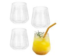 Lot de 4 verres à vin rouge et blanc de 380 ml faits à la main, verres à vin côtelés, verres de camping, verres à boire striés style origami, verres vintage sans pied pour champagne, traiteur, mariage