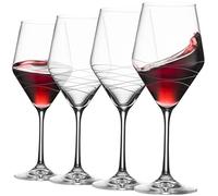 Lot de 4 verres à vin rouge | Verre à vin chic à long pied de 590 ml en verre transparent | Excellent cadeau à vin pour mariage, anniversaire, Noël, anniversaire | Fabriqué en Europe