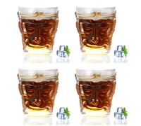 Lot de 4 verres à whisky, à café glacé, 110 ml, verres à whisky créatifs, Monkey King Size, verres à café glacé, verres à thé, cadeau d'anniversaire pour hommes (mat x 4)