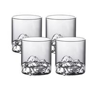 Lot de 4 verres à whisky en forme de montagne de style japonais - Verre transparent multi-usages pour cocktails, vin, jus de fruits, résistant à la chaleur et durable, cadeau pour la maison, le