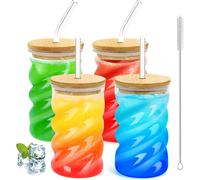 Lot de 4 Verres avec Paille et Couvercle 500 ml Vendos85