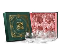 Lot de 4 verres ballon vintage Art déco en cristal sans pied pour boire des cocktails à gin | Verres à bulles rétro pour les amateurs de gin | Gobelets à bulles pour boissons de bar