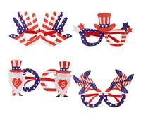 Lot de 4 verres du 4 juillet, moulin à vent, Père Noël, cadeaux de Noël, décoration de fête, cadeaux de fête pour adultes, enfants, lunettes patriotiques, décorations de lunettes américaines