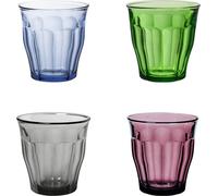 Duralex Lot de 4 verres à boire fabriqués en France Picardie Taille 24 cl Couleurs mélangées : prune, vert, bleu marine, gris