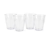 Lot de 4 verres réutilisables en plastique pour adultes, incassables, empilables et passent au lave-vaisselle, en acrylique (transparent, 250 ml)