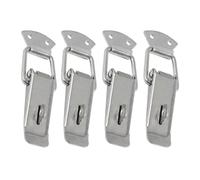 Lot de 4 verrous à bascule en acier inoxydable avec trou pour cadenas, fermeture sécurisée à levier pour boîte à outils, caisses en bois, bagages et boîtes de rangement, finition argentée antirouille