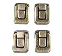 Lot de 4 verrous à loquet en fer antique pour boîtes à bijoux, boucles à clip vintage pour valise (M, vert bronze)